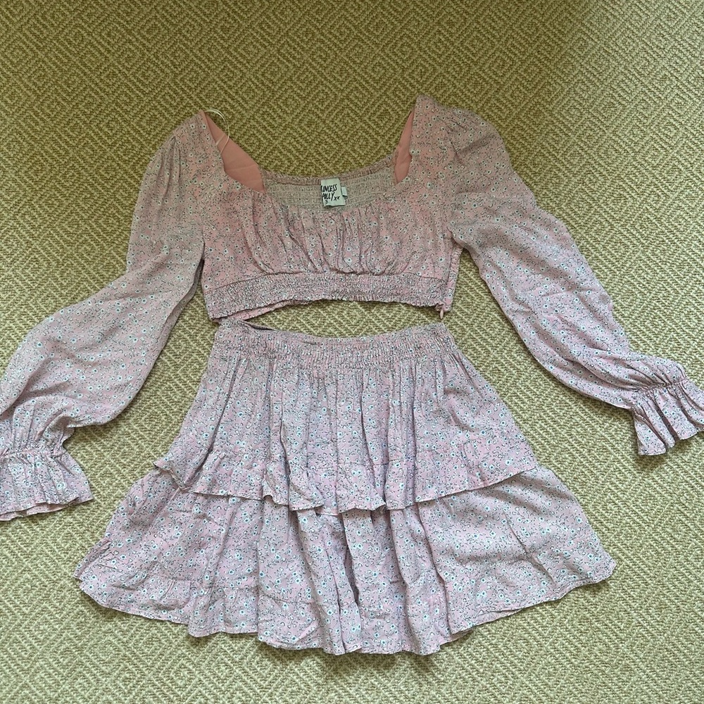 Princess Polly pink floral 2 piece set